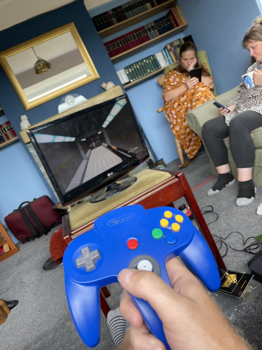 Got to love a bit of retro gaming,N64 Goldeneye @fooflington birthday present absolutely brilliant. The girls not so keen 😂 #Nintendo64 #loveit #gaming #birthday