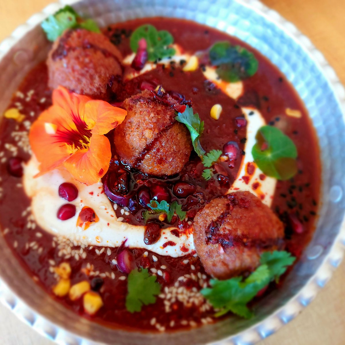 OkeKitchen's tweet photo. Shukalafel! One of the treats on our food bank fundraising pop up menu every Sunday at Eco Hub, Courtney Rd, Okehampton,  EX20 1PZ. Open from 10. 07806 770926 #Okehampton #sunday #lunch #brunch #breakfast #fundraiser #Dartmoor https://t.co/Oc74x60out
