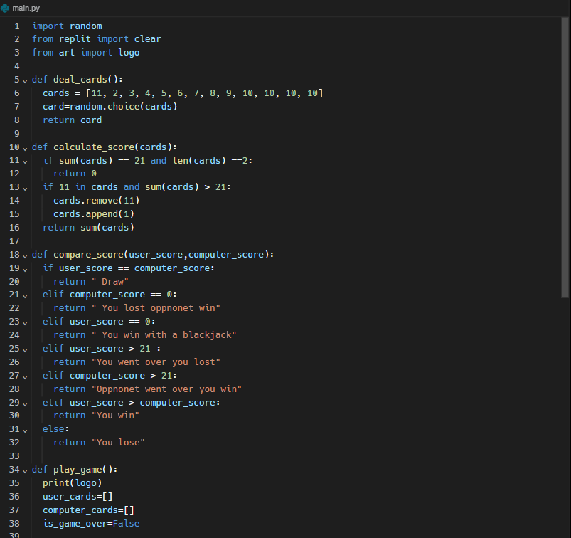 ForestryTech_SL's tweet image. #100DaysOfCode 
Do you want to play BlackJack Try this ?
games.washingtonpost.com/games/blackjack
I have build and demo blackJack Game using python functions and loops.
find the below
