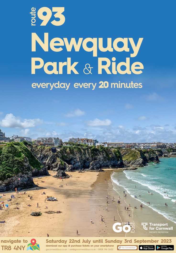 GoCornwallBuses's tweet photo. Visiting Newquay during the school summer holidays?
Help ease congestion take the hassle out of parking
and help with Cornwall's Climate emergency all in one.
Use the Park and Ride service 93 #GCB93
Starting Saturday 22nd July. https://t.co/Iuo9rB44YN