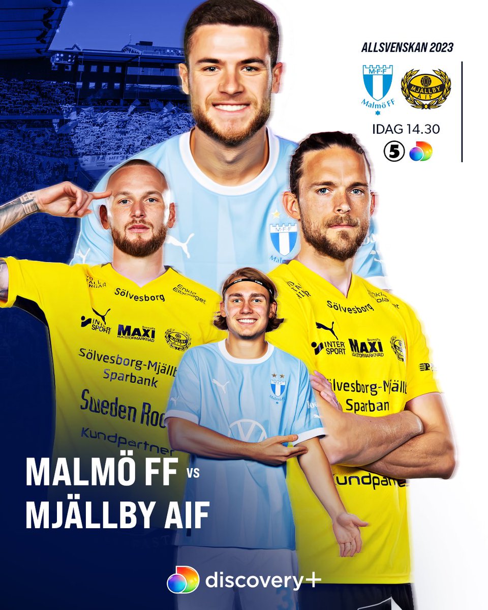 Malmö FF 🆚 Mjällby AIF ——— ⏰ 14.30 på Kanal 5 och discovery+ 🗣️ Karin Frick, Anders Andersson och Johan Arneng 🎙️ Petra Svensson och Nordin Gerzic 🎤 Jonas Dahlquist