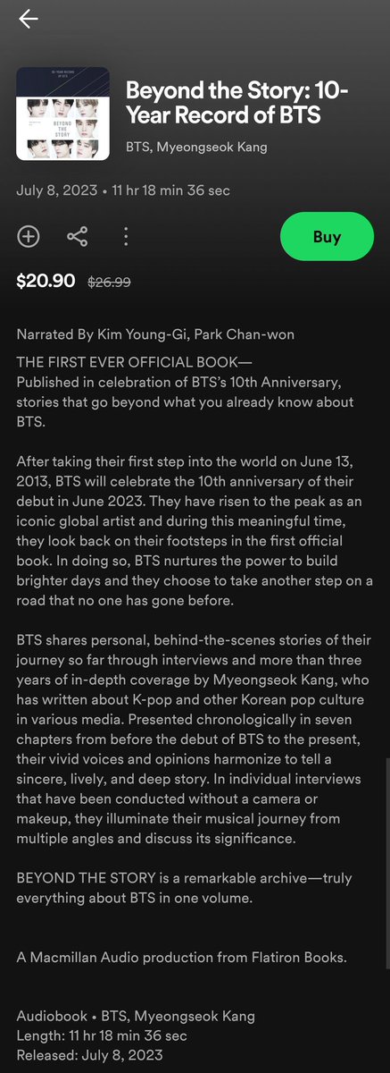 🥢BTS ⟭⟬ Merch⁷⟬⟭🔍⍤⃝🔎 on X: Beyond the Story: 10-Year Record of BTS  Audiobook (English) pre-orders are not live yet in most places Duration: 13  hours Libro fm 🔗  Booktopia AU 🔗