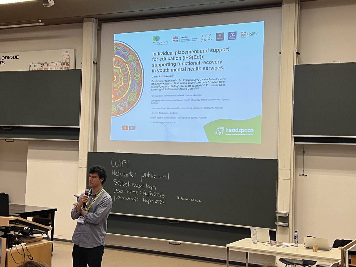 Oliver Ardill-Young presenting on IPS (ED) at iFEVR symposium #IEPA2023 - great ambassador for #headspace Bondi Junction in Sydney!