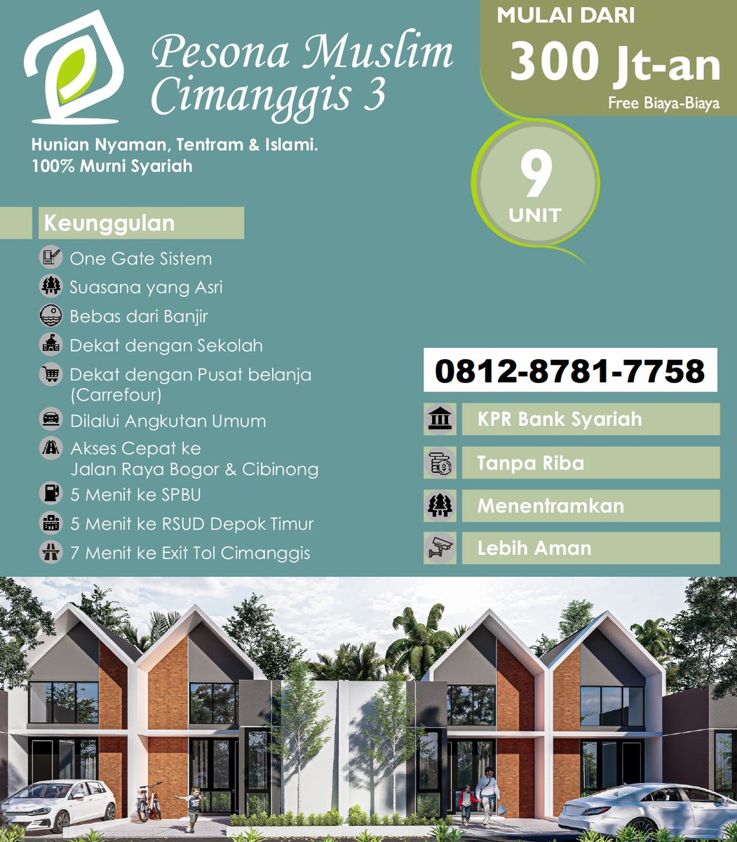 wongmuntil's tweet photo. CLUSTER PESONA MUSLIM CIMANGGIS 3 di Tapos Depok
Harga 300 jt-an
Free Biaya-biaya
Tinggal 4 unit dari 9 Unit Rumah
- Hunian Nyaman, Tentram &amp; Islami.
- KPR Bank Syariah
- Tanpa Riba
- Menentramkan
- Lebih Aman
Hubungi :
Bamz
0812-8781-7758

#rumahdijualtaposdepok
#rumahkampung https://t.co/1dasOGWUbc