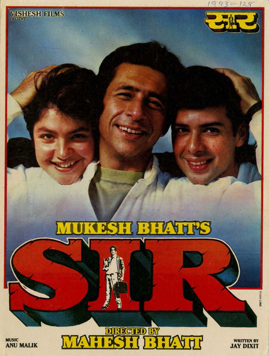 30 Years of #Sir (09/07/1993).

Sir is directed by #MaheshBhatt starring #AtulAgnihotri, #PoojaBhatt, #NaseeruddinShah, #PareshRawal, #SoniRazdan, and #GulshanGrover. 

Songs by #AnuMalik & #QateelShifai. 
 
@PoojaB1972 @MaheshNBhatt @SirPareshRawal @atulreellife @Soni_Razdan