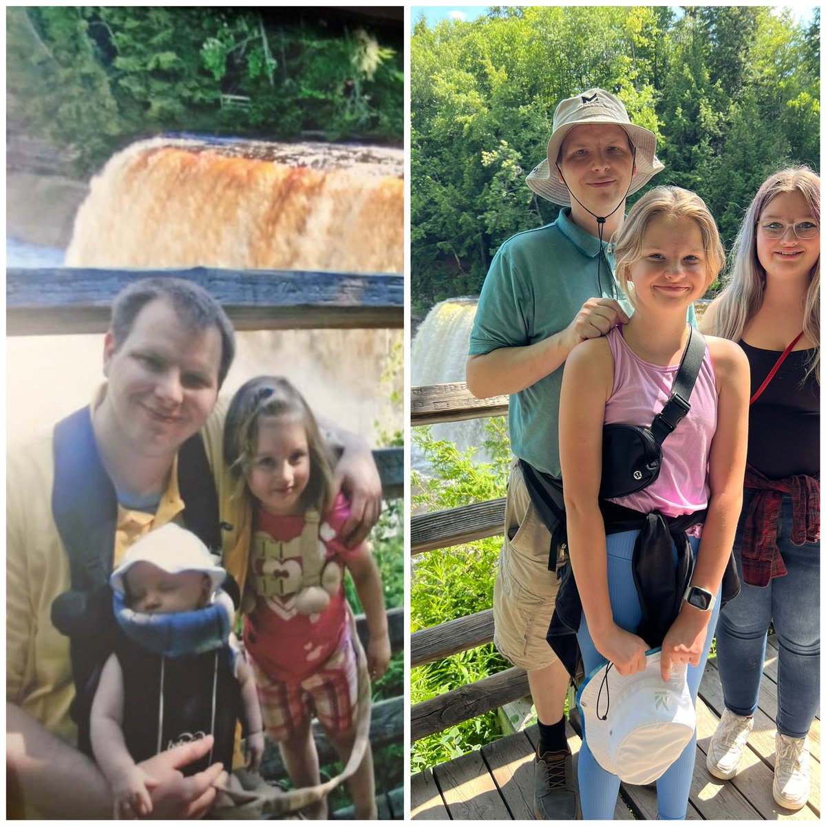 DupuieCrystal's tweet photo. Same spot/ same people/ 12 years apart. #upperfalls #PureMichigan #TahquamenonFalls #DaUpEh https://t.co/J90JRFmKB4
