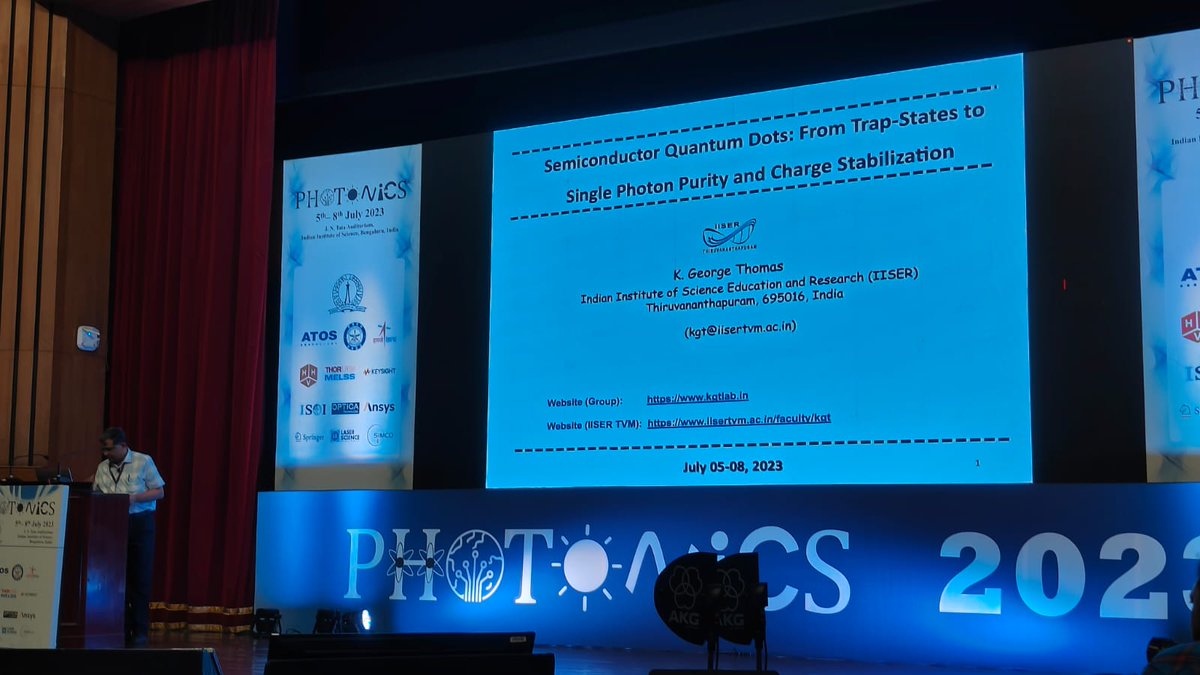 KGT_Lab's tweet photo. @iiscbangalore @tvmiiser @csit_iisertvm @isro A glimpse into Photonics2023.

Presenting our research works on semiconductor quantum dots at Photonics2023 in @iiscbangalore. https://t.co/vPUXswLmT1