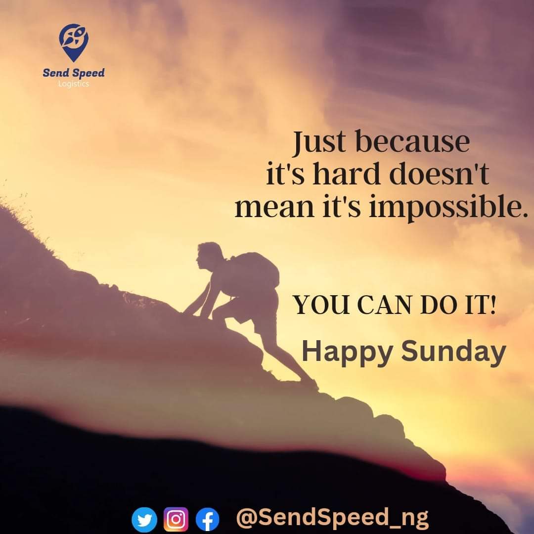 Impossibility is just a word, positivity is action....
👍👍👍
Happy Sunday 
Your reliable partner
@SendSpeed_ng cares
Call Now
💌☎️09047006373 / 08028571242
#Happysunday
#Everydayerrands #Ududelivery #Warridelivery #Effurundelivery 
#deliveryservice #safedelivery #logisticspartne