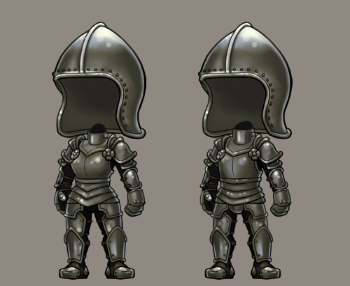 Finally wrapped up painting the first heavy armor set for Fortuneers!

Gonna make one or two more outfits before getting it into the game though. Need to streamline some things about my rig in #godotengine.

#gamedev #indiedev