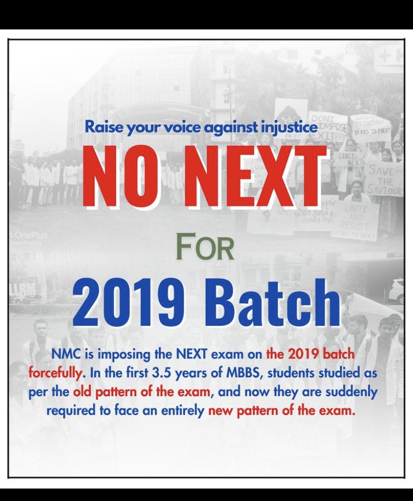 Jaideep74041008's tweet photo. We demand an instant clarification and assurance from NMC for #NONEXTFOR19BATCH  and formal confirmation of @mansukhmandviya statement on no next for 19 batch. NO more confusion should be created @NMC_IND Be a responsible body and stop playing with student @MoHFW_INDIA @JATbera1 https://t.co/41JtNvzT2m