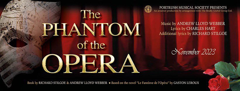 PortrushMS's tweet photo. Aidan Hughes, who is the assistant director and The Phantom for our upcoming production of THE PHANTOM OF THE OPERA 7-11th November 
#alwlicensing https://t.co/aEp0iyGNIP