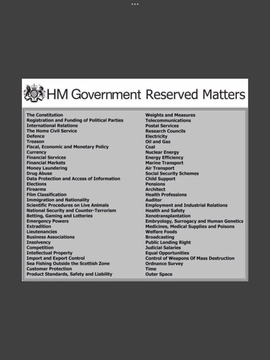 Under the Barnett formula,WM takes 63% of every £ 🏴󠁧󠁢󠁳󠁣󠁴󠁿 earns to support reserved matters,in return..they TELL US, literally,your country is OUR property,and you have NO SAY in what we do with it.
Well,we DO have a say,we can back #Scottishindependence take ALL of the control 💪🏴󠁧󠁢󠁳󠁣󠁴󠁿