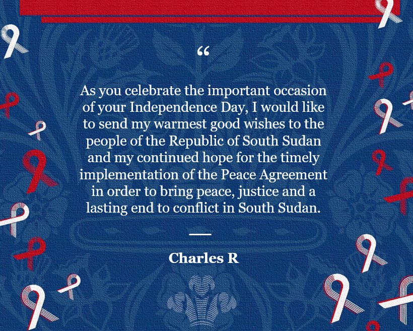 Happy Independence Day! 

As we mark 12 years since independence, a message from His Majesty King Charles III to the people of South Sudan 🇸🇸

#SSOT