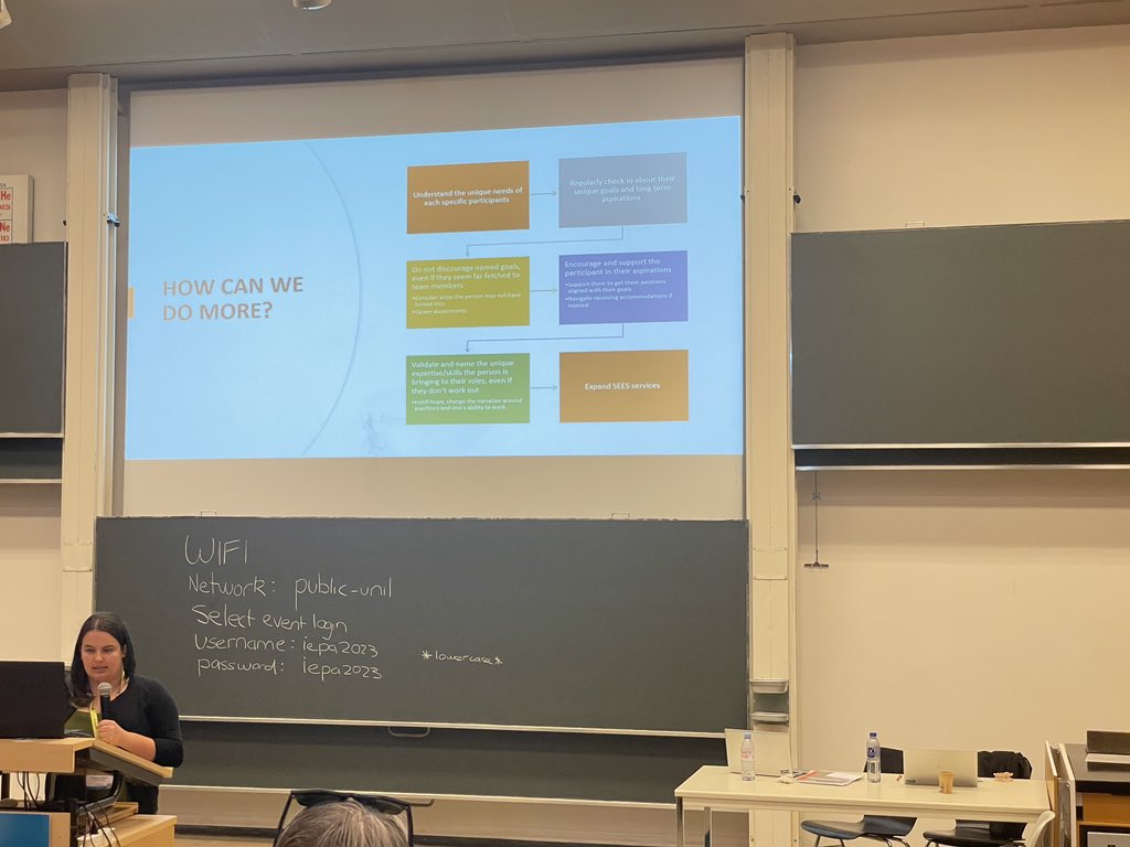 @SPagdon sharing her story as part of @IEPAnetwork presentation: Beyond easy answers- unpacking barriers to work & school in EP @ifevrgroup @iphYs_YMH joint symposium #IEPA14 Lausanne @viscidula. Wonderful work & presentation. Asking the q: how can we do more?