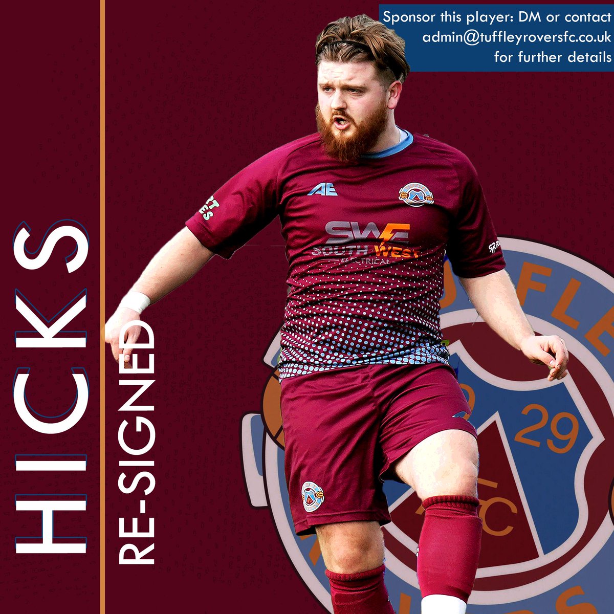 Sometimes old, sometimes new, here’s a signed player, in claret &amp; blue!

Player 4. 

We are delighted to confirm that @Hicksy__ has signed <a href="/HellenicLeague/">Hellenic League</a> forms for The Rovers again! 

What a player! 💜💙

The 4th signing confirmed for 23/24 &amp; more to come today.