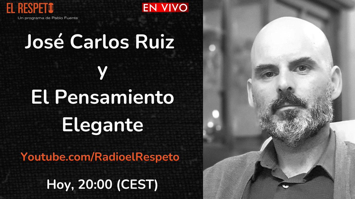 Hiperactividad, hiperconsumo, hiperfelicidad = "..."
Hoy tendréis la respuesta. Charla imperdible con
<a href="/srjosekarlos/">José Carlos Ruiz (filosofía)</a> a las 8 PM (CEST). 
youtube.com/live/SQvIse6NI…