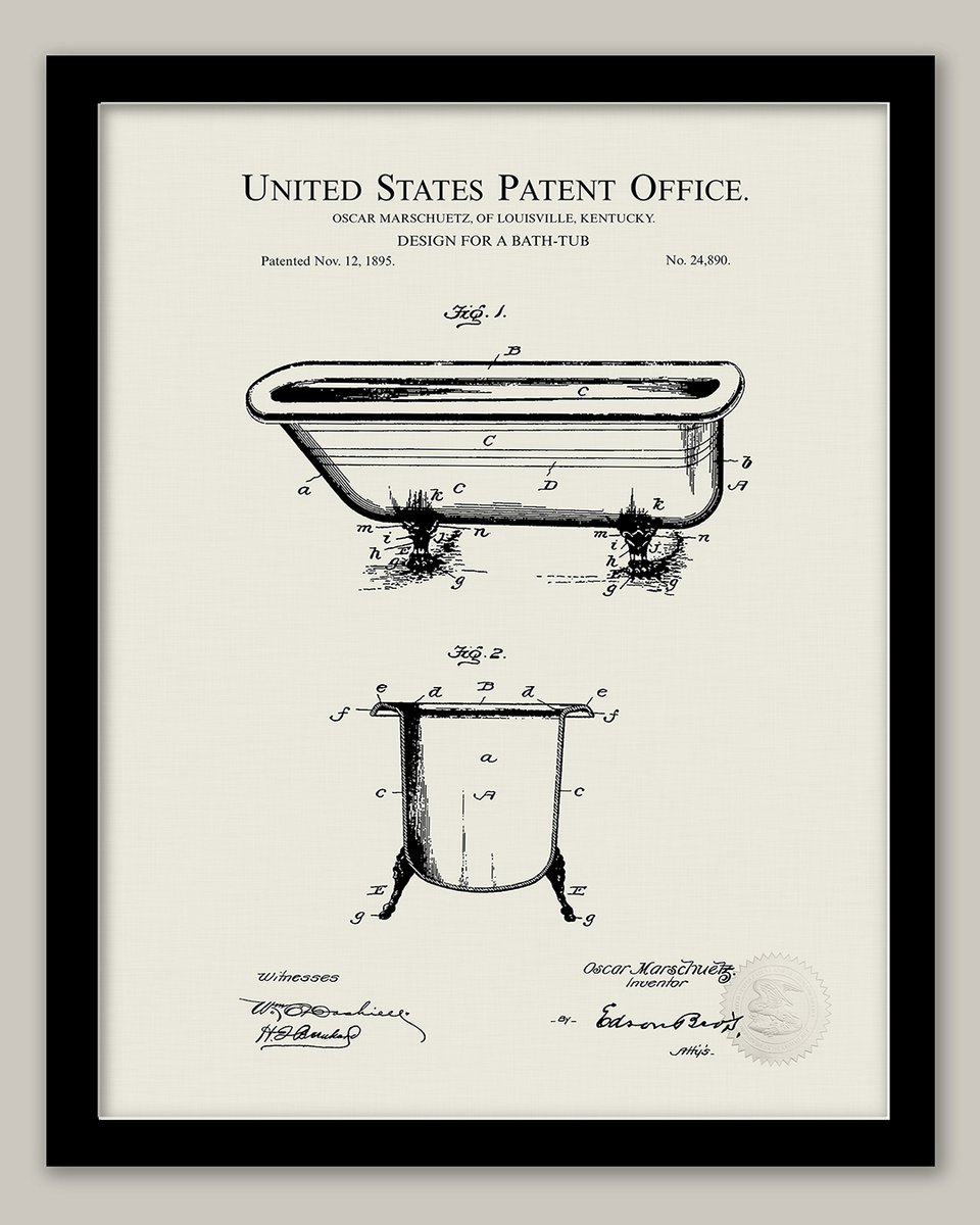 PatentPrintShop's tweet image. Print of a 1895 Oscar Marschuetz, Design For A Bath-Tub Patent
Elevate your bathroom décor with an Early Bathroom design for a Bathtub patent print.
thepatentprintshop.com/product/1895-b…
#Spadécor #BathroomWallArt #BathroomDécor #BathroomPrints