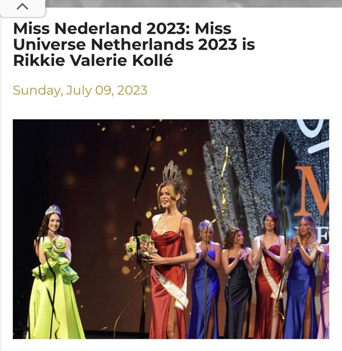 SamBarber1910's tweet photo. A man is the new Miss Netherlands.

Is it progress that beauty pageants are no longer judged on physical attractiveness? 

With any luck the pageant industry will die. https://t.co/v1fZz66x2v
