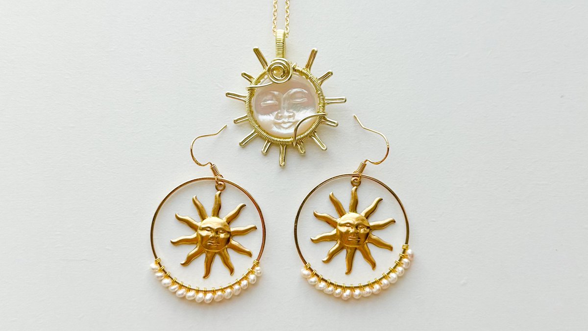 mildhippie's tweet photo. pearly matching earrings &amp; pendants 🐚🌝

these are part of the mildhippie x lunagirljewelry collab collection ✨
~ coming July 14th at 8pm eastern time <3 https://t.co/4hOc8u1c5P