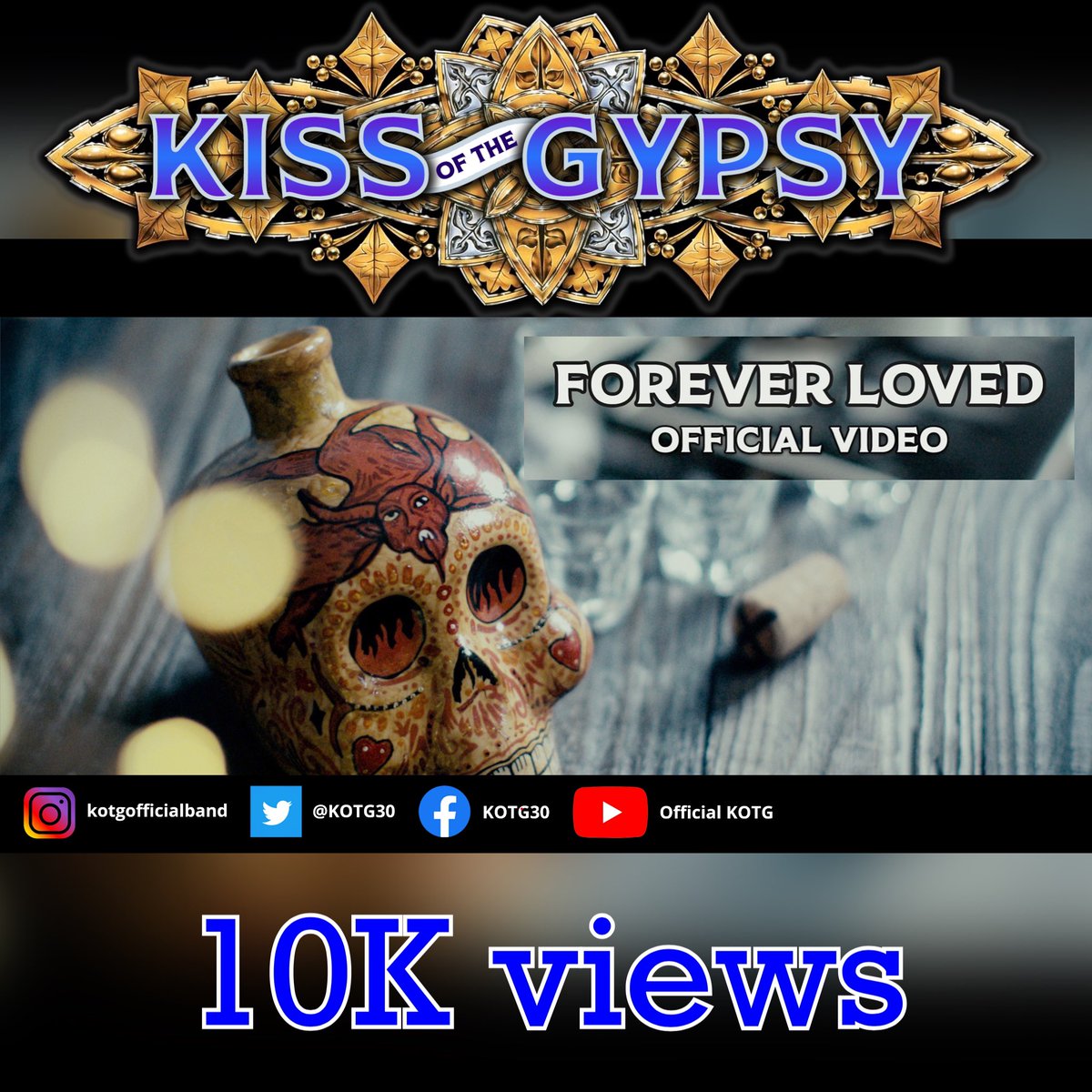 Our Forever Loved video has now had over 10K views since it’s release. Thank you so much from us all again for your continued support. 😎🤘🏻
Chris, Daz, George, Martin &amp; Scott. 
#kissofthegypsy #kotg30 #britishrockband #newmusic2023
#newsinger #originalband <a href="/DazRice1/">Daz Rice</a>