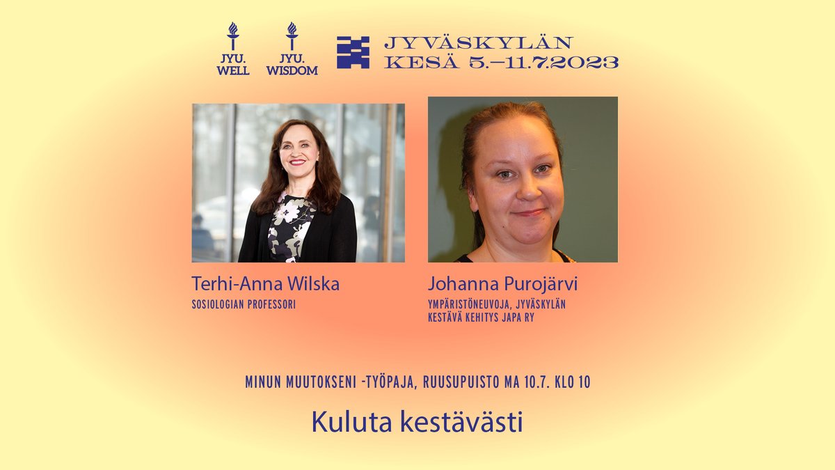 Haluaisitko lisätä ympäristölle kestävämpiä tapoja ja tottumuksia arjessasi? 

Kestävämmän kuluttamisen arkipäivän vinkkejä jakavat  <a href="/WilskaTA/">Terhi-Anna Wilska 🇫🇮🇺🇦</a> ja <a href="/japa_ry/">JAPA ry</a>'n Johanna Purojärvi.