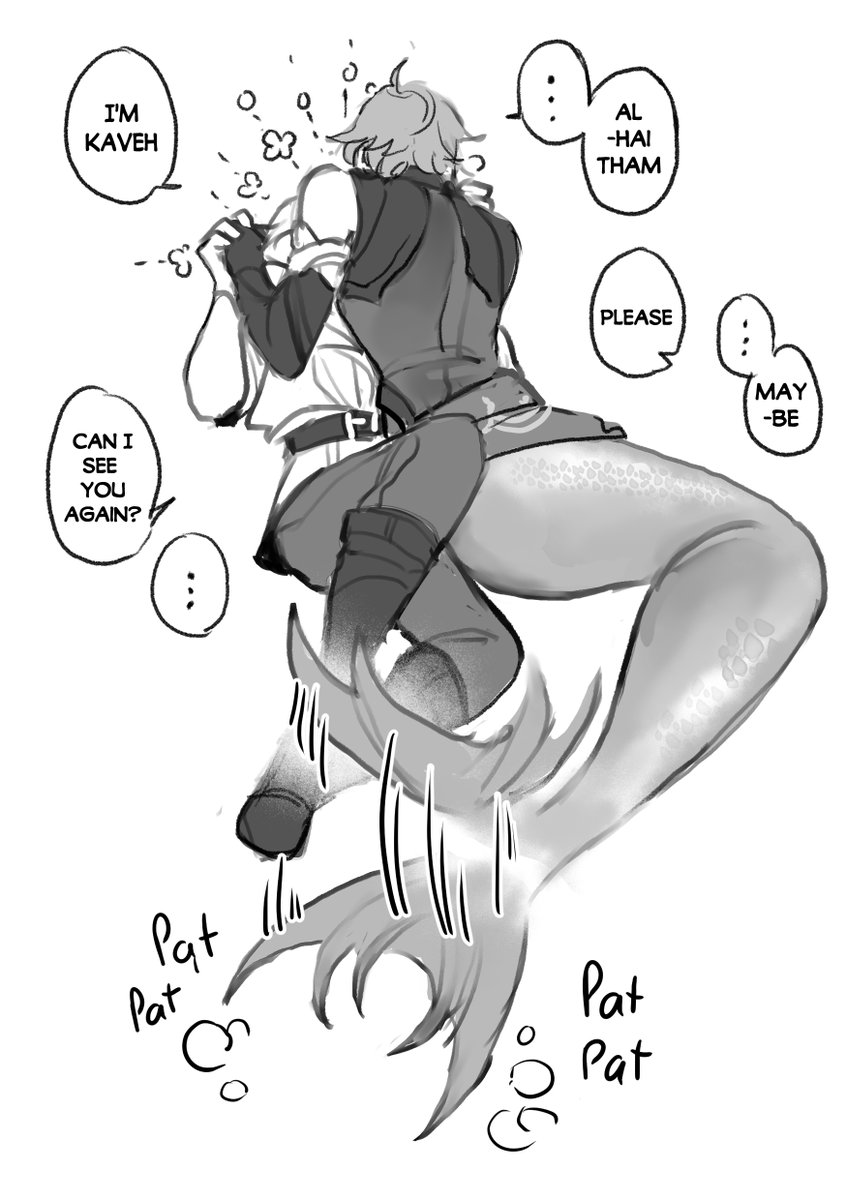 I"M BACK
Let's have some snacks with mermaid au
Kaveh: Artist in "danger", accidentally drowned, saved by Haitham
Haitham: lone mermaid
#kavehtham #kavetham