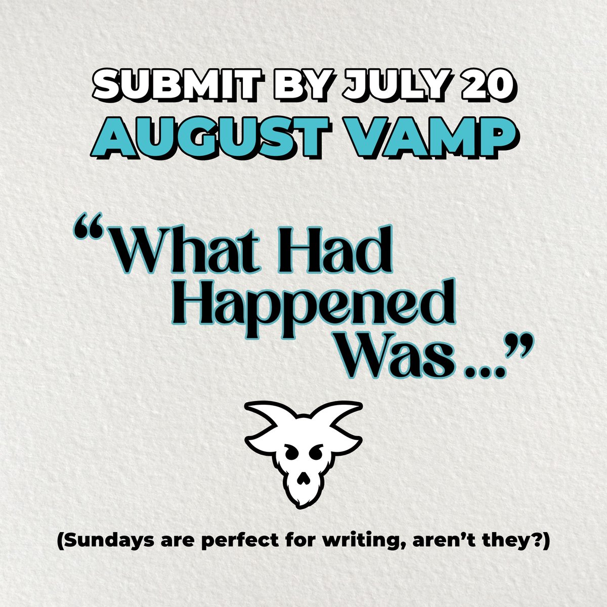 Let's just say this month's theme was a big hit at the meeting where we chose 2023's themes.

Get your stories in right here: sosayweallonline.submittable.com/submit