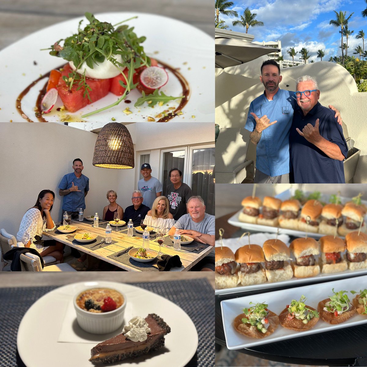 MikuniTaro's tweet photo. Passed the half way mark of not drinking alcohol! I’ve gained weight since I am eating a lot more…😋 We appreciate Phil for hiring a catering chef tonight &amp; Reta for joining us! #LiveToEat #DietStartsTomorrow #Maui @CoachOates https://t.co/BmE1VQVuPt