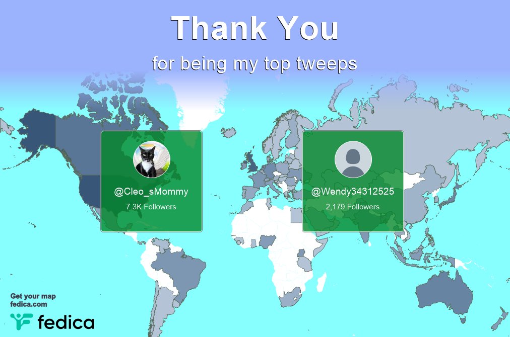 Special thanks to my top new tweeps this week @Cleo_sMommy, @Wendy34312525