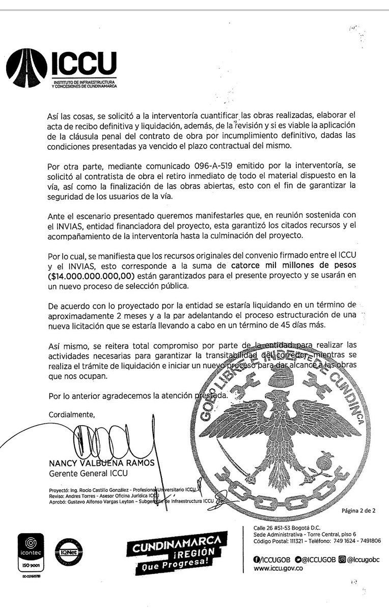 LuisaCamachoV's tweet photo. Y los responsbles? el contrato duró 6+ meses adjudicado sin ver obras primero que no había interventoría, culpa de @InviasOficial inician y estudios diseños no estaban mal.Culpa de @ICCUGOB? Por qué no suspendieron el contrato? "empezar de nuevo" con la vía intransitable 😡 https://t.co/PMcVMXu8d8