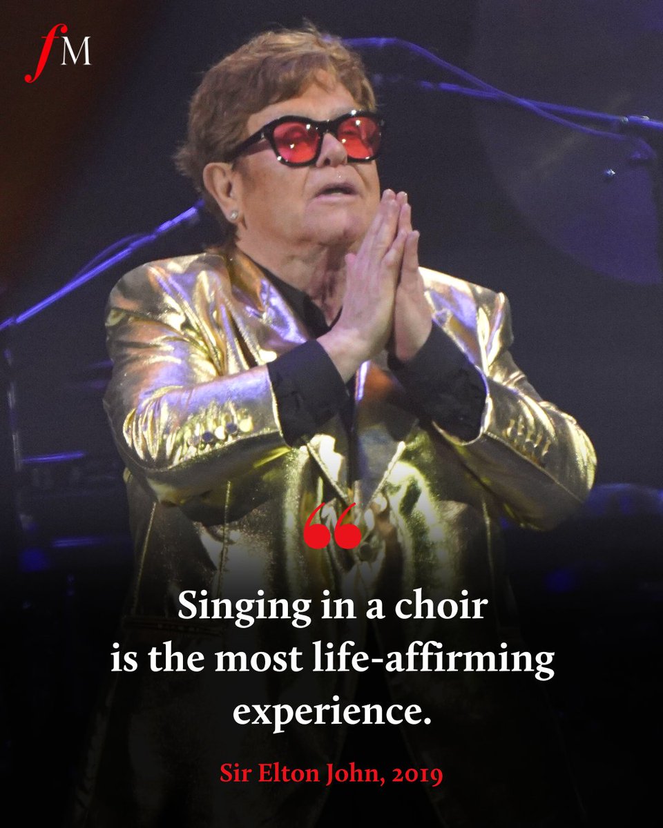 "To be part of the <a href="/RoyalAcadMusic/">Royal Academy of Music</a> choir was incredibly fulfilling. Just the noise you make, and the camaraderie... it is the most life-affirming experience, singing in a choir." – Sir Elton John to Classic FM's <a href="/TimLihoreau/">Tim Lihoreau</a>. ❤️