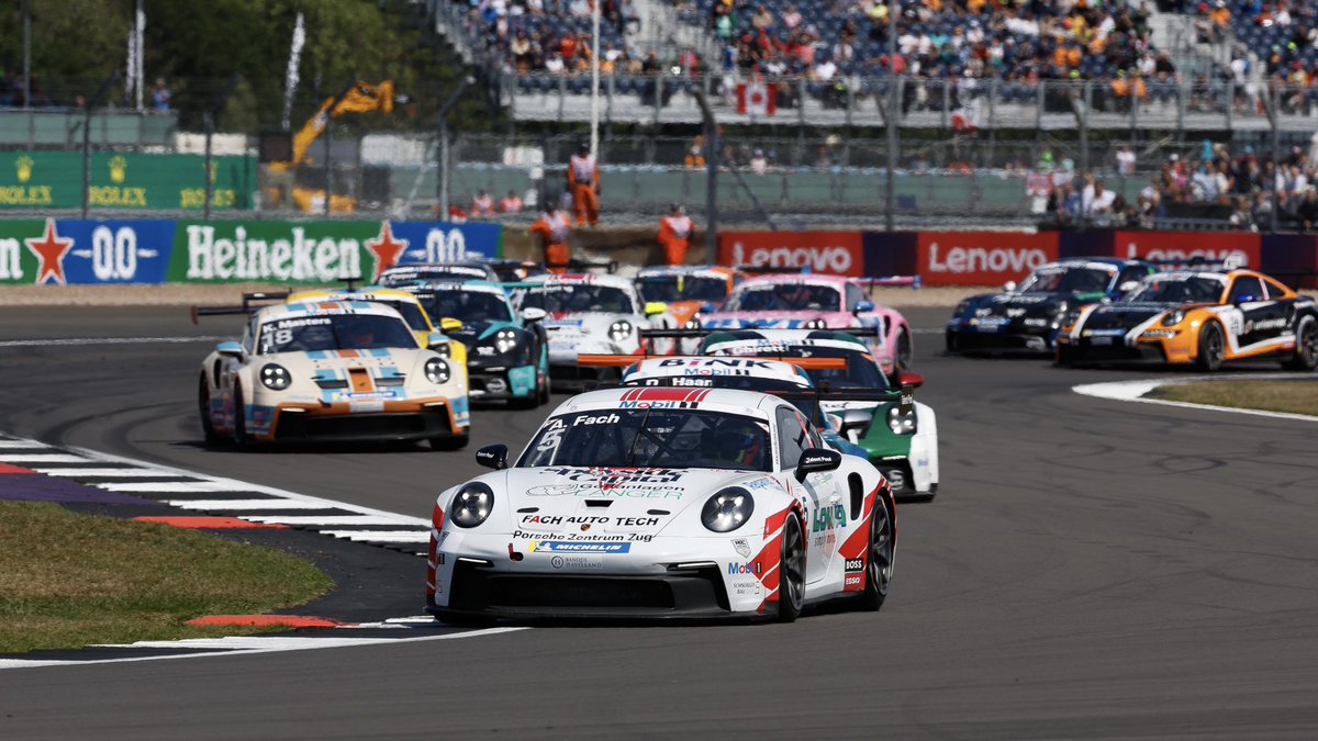PorscheNewsroom's tweet photo. Alexander Fach promptly grabbed his chance: The 21-year-old Swiss racer effortlessly brought home his first @PorscheSupercup victory. He was joined on the podium by the guest driver Robert de Haan and Alessandro Ghiretti.
More: https://t.co/miilsXHmGO  #porschemobil1supercup https://t.co/splBpypqGW