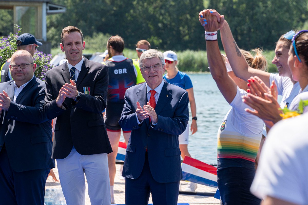 IOC President Thomas Bach was meeting athletes and watching competition at the @WorldRowing Cup alongside  World Rowing President and IOC Member, Jean-Christophe Rolland - at the Rotsee in Lucerne. #WorldRowingCup #WRCLucerne
