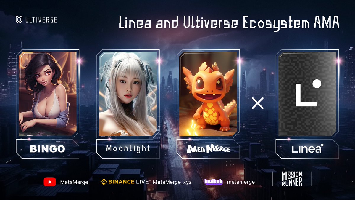 UltiverseDAO's tweet photo. 📢 Join us for the @LineaBuild and @UltiverseDAO Ecosystem AMA! 

🗣️ Speakers
- Linea Product Lead: @DeclanFox14
- #Ultiverse Co-Founder: @Jimbol14
- @MetaMerge_xyz BD Lead @April1stism 
- @MetaGF_ & @Bingo0x updates 

🎙️ Host: @Moon1ightSt

📅 8 am EST, July 12th
🌍 AMA Link: https://t.co/lsM0FOhd5a

🔥 See you there!
