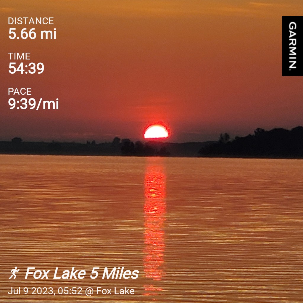 #blessed to watch the sunrise over Fox Lake, WI alongside my daughter. She went back to sleep while I laced up for a 5 miler for #northernstars #runaroundtheworld