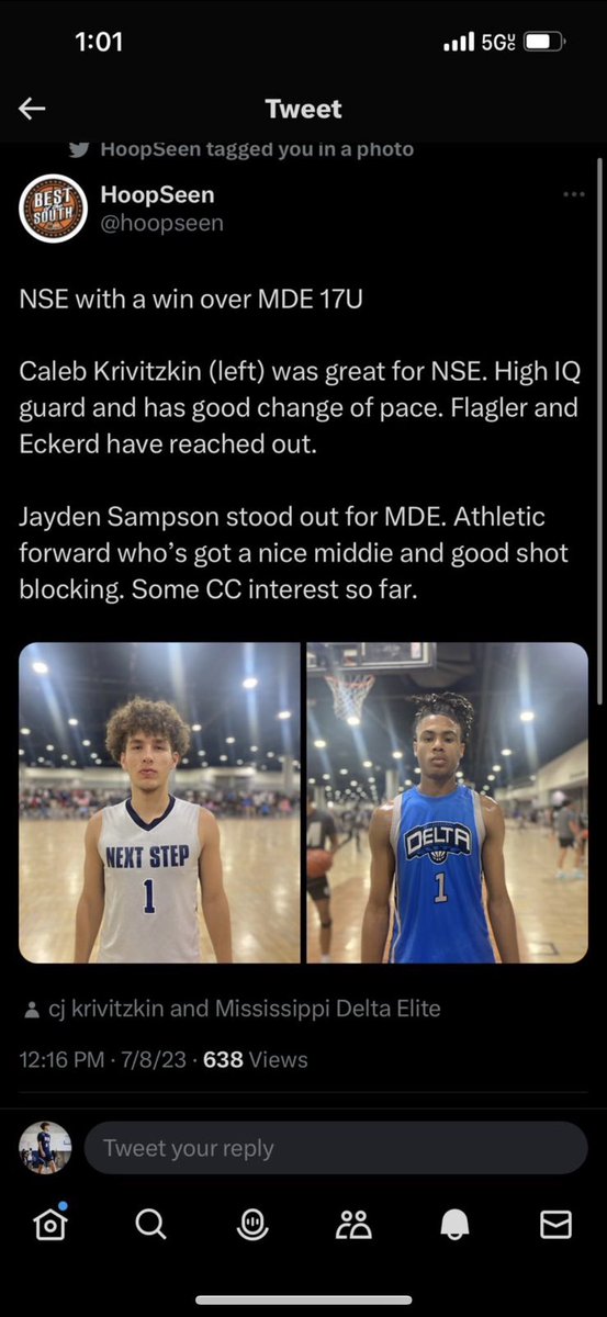 GabePean's tweet photo. Nse Caleb krivitzkin has been great all weekend. Leading all scorers with 21st 6assist in a win over Mississippi delta elite @hoopseen @CBboyHoops @cjkrivitzkin https://t.co/iYFrznPhUH