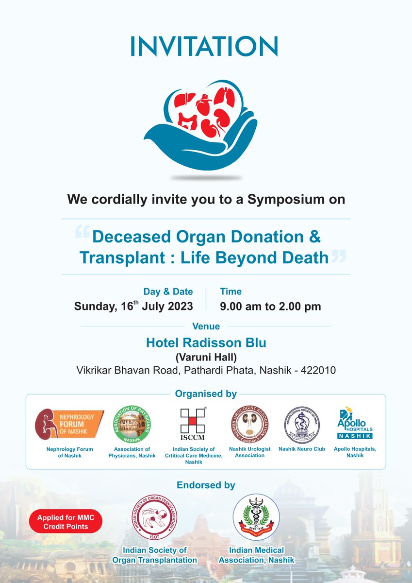 MohanPatel610's tweet photo. We have organized a Symposium on Organ Donation and Transplantation on 16th July 2023 at Nashik @drvivekkute https://t.co/lip657HhBR