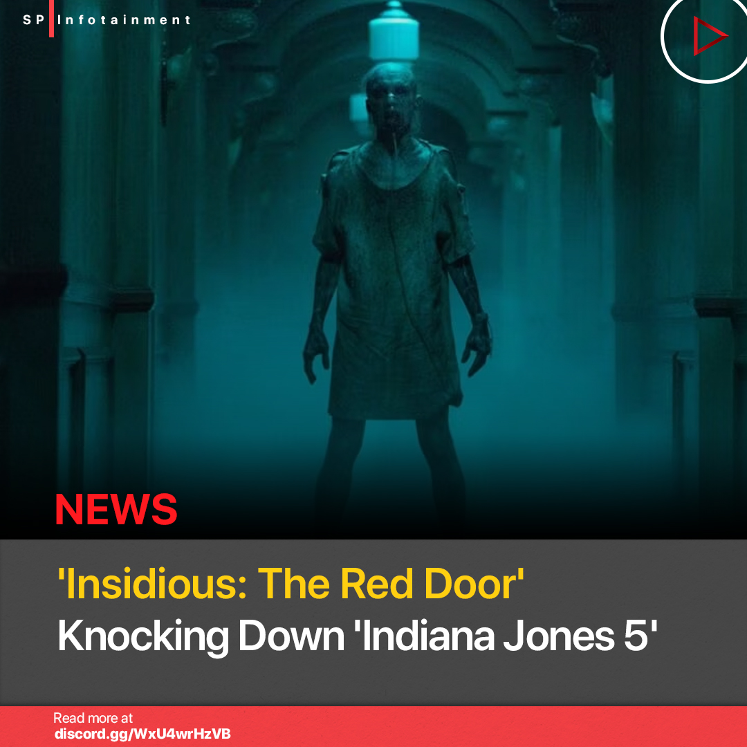 AskSimple's tweet photo. 🚪💥 Box Office Update: 'Insidious: The Red Door' opens big, surpassing 'Indiana Jones 5'! The horror film grossed $15.2M on opening day, projected to dominate the weekend. Share your thoughts on this box office battle! 🎬🎥 #InsidiousTheRedDoor #BoxOfficeSuccess https://t.co/nOnvcWaea5