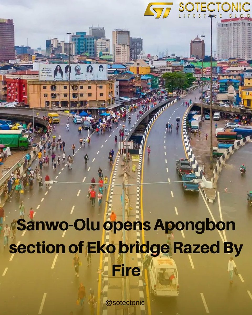 SoTectonic's tweet photo. The Governor of Lagos State, Babajide Sanwo-Olu, reopened the Apongbon Bridge in the state, over 15 months after a fire outbreak at the market in its environs.
Martins Ighalo De Gea #UFC290Live Mmesoma Kwara Benue Fulani Onana https://t.co/1YM5pnNvuM