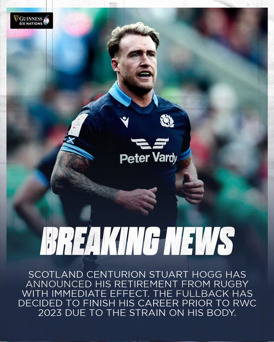 A sad day for <a href="/Scotlandteam/">Scottish Rugby</a> fans, but what memories this man has given us 🏴󠁧󠁢󠁳󠁣󠁴󠁿💙

<a href="/StuartWHOGG_/">Stuart W Hogg</a> | #GuinnessSixNations