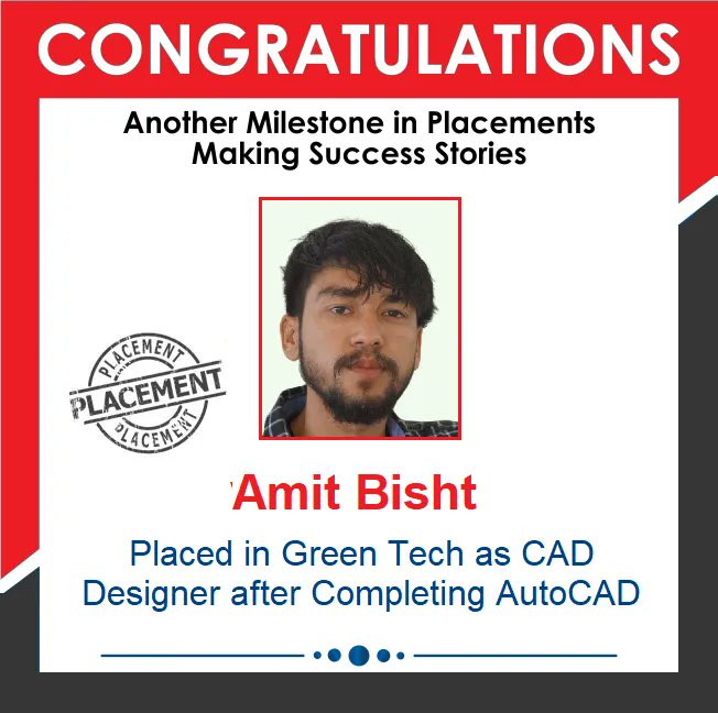 zenusinfotech's tweet image. Warmest congratulations to Amit Bisht on your achievement. 💫
Zenus Infotech  wishes you a great success and prosperity. Congratulations on your new job! 🥇
#Zenusinfotech #caddesigner #engineer #placement #job #jobs #career #careers #opportunity #congratulations #training