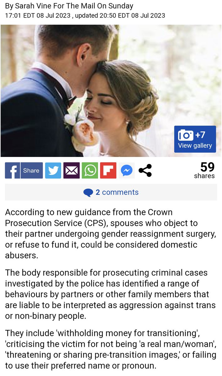 WomenReadWomen's tweet image. "Spouses who object to their partner undergoing gender reassignment surgery, or refuse to fund it, could be considered domestic abusers."

This policy would most certainly be used by men to punish women for objecting to their sexual fetishes.

dailymail.co.uk/columnists/art…