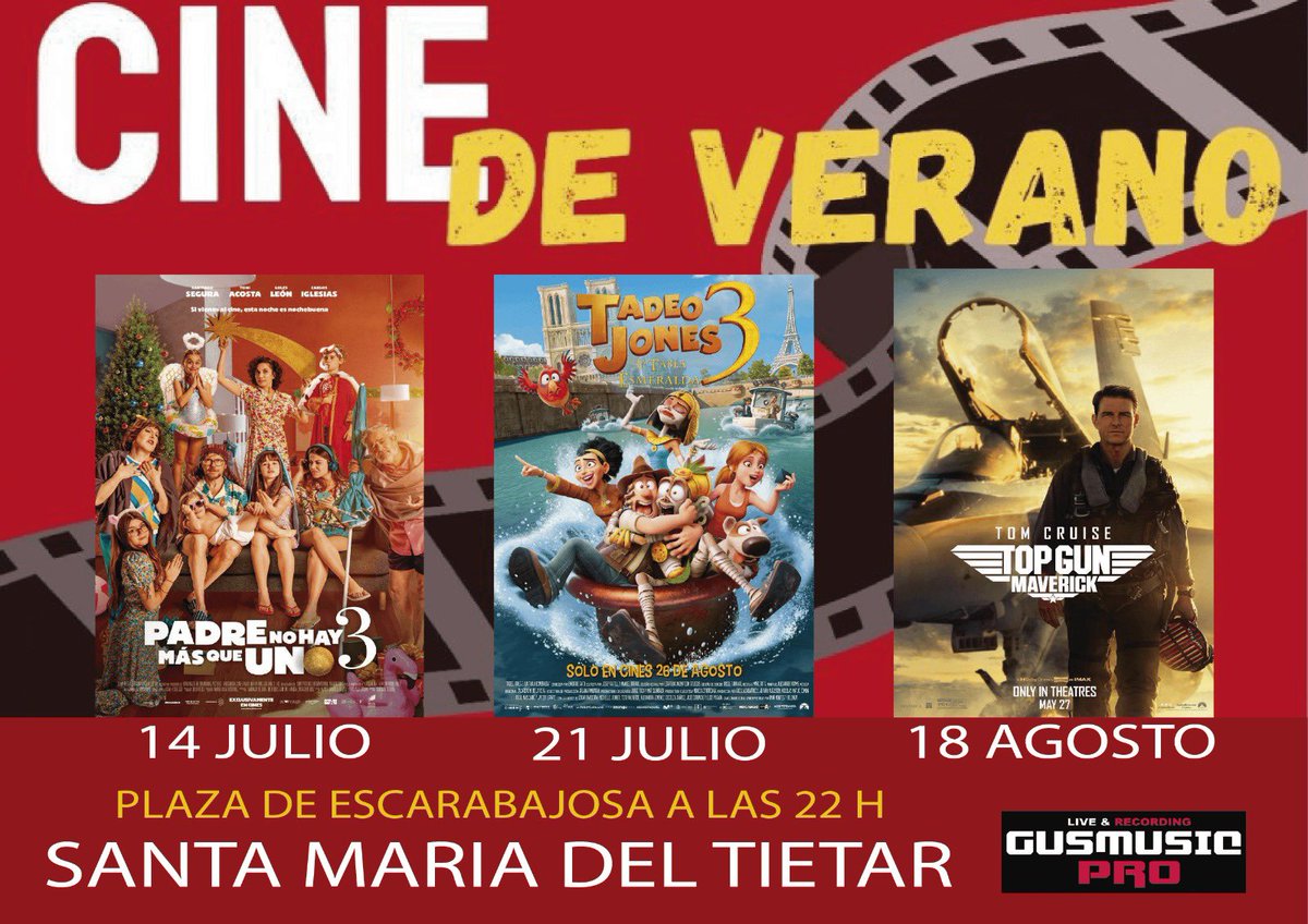aytosantamaria's tweet photo. 🎬 Os dejamos la cartelera del cine de verano de nuestro pueblo. Esperamos veros a todos! https://t.co/3xvL3ZdlVO