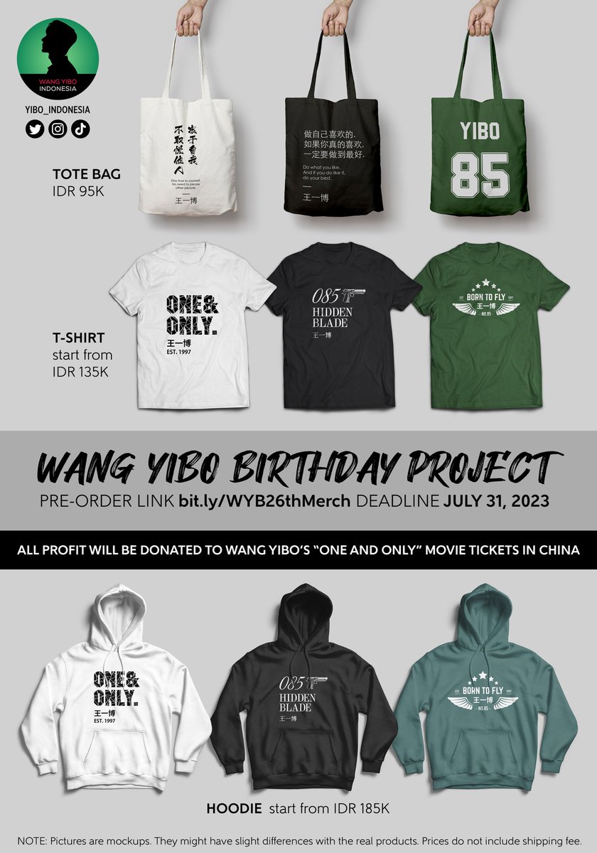 yibo_indonesia's tweet photo. [Wang Yibo's 26th Bday Merch Sale]

Seluruh profit penjualan merchandise akan digunakan untuk penjualan tiket film One And Only (di Cina). Info selengkapnya klik link ⬇️

Order form: https://t.co/HECMQgjo9V

#WangYibo #YBI_BDAY2023 https://t.co/pUSCENIdCP