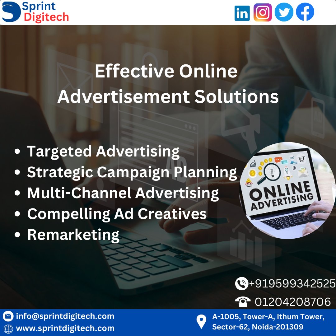 Online advertisement has transformed the way businesses connect with their target audience.
#OnlineAdvertising #sprintdigitech #DigitalMarketing #DisplayAdvertising #DisplayAdvertising #DisplayAdvertising #MobileAdvertising #NativeAdvertising