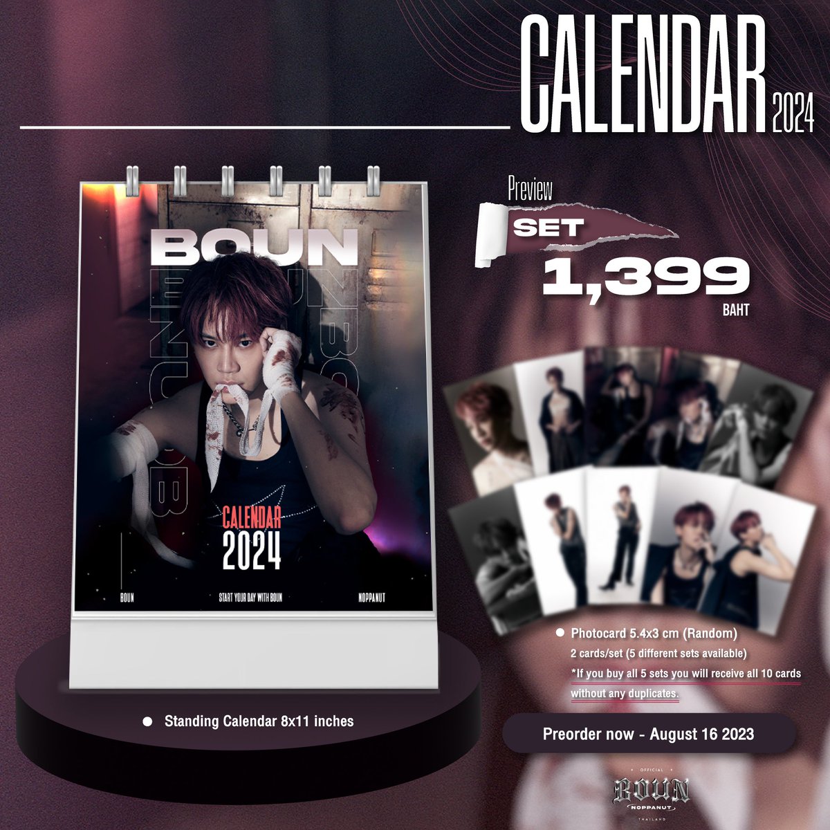 hare_starlight's tweet photo. Calendar Boun Noppanut 2024 공구할께요🙋🏻♀️
8/16일까지라 넉넉히 열어둘께요
선착400명에게 추가 뭔가 증정은 있다고 하지만.. 400명 안엔 지금 바로 주문해도 무리에요 선착증정 원하시면 직접 구매하셔야 됩니다!!
https://t.co/gTGn5xQsuP
#bb0un #BOUNcalender2024 https://t.co/N7x2P0sHxO
