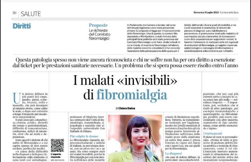 chiadaina's tweet photo. #Fibromialgia: sintomi, diagnosi e trattamento di una malattia ancora ”invisibile” per il Ssn ma che entro l’anno, si spera, verrà inclusa nell’elenco delle malattie croniche che danno diritto all’esenzione del ticket. Ne scrivo oggi sul @Corriere https://t.co/lyb11sTjor