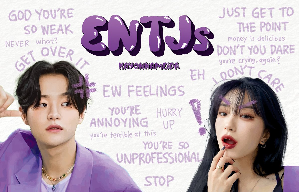ENTJs

when you met an opposite-gender version of yourself.

—Park Jihoon Treasure AU