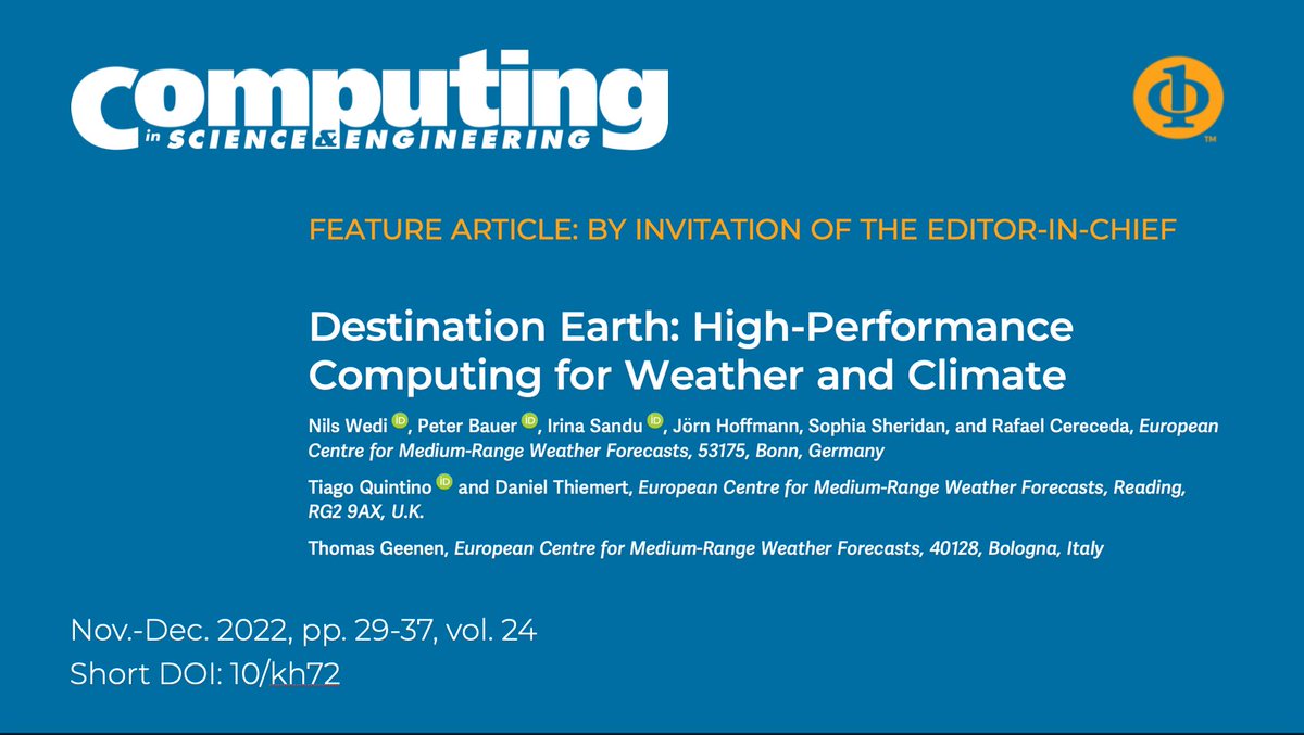 cisemag's tweet photo. ♨️ Trending now in #cisemag, by invitation of the editor-in-chief: “Destination Earth: High-Performance Computing for Weather and Climate”—reports on the first grand effort to define and deploy #DigitalTwins of the Earth system
https://t.co/rtLhF4C1MC
#HPC #climatology https://t.co/0Wl5NdXbIM