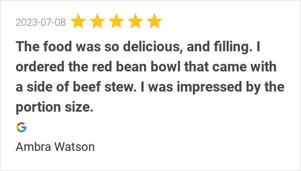 pepperpotkw's tweet photo. New 5.0-star Review: "The food was so delicious, and filling. I ordered the red bean bowl that came with a side... https://t.co/CMUgdwPeQa
